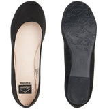 Alpine Swiss Pierina Womens Classic Round Toe Ballet Flats Work Slip On Shoes – Black Micro-Suede