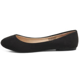 Alpine Swiss Pierina Womens Classic Round Toe Ballet Flats Work Slip On Shoes – Black Micro-Suede
