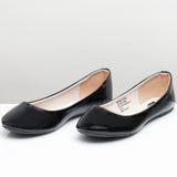 Alpine Swiss Pierina Womens Classic Round Toe Ballet Flats Work Slip On Shoes – Black Patent