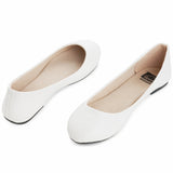Alpine Swiss Pierina Womens Classic Round Toe Ballet Flats Work Slip On Shoes – White