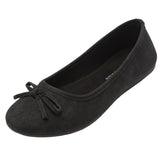 Alpine Swiss Polly Womens Bow Ballet Flats Round Toe Slip On Comfortable Shoes – Black