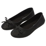 Alpine Swiss Polly Womens Bow Ballet Flats Round Toe Slip On Comfortable Shoes – Black