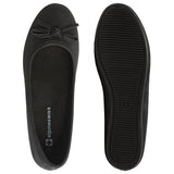 Alpine Swiss Polly Womens Bow Ballet Flats Round Toe Slip On Comfortable Shoes – Black