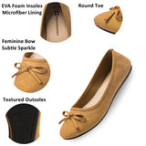 Alpine Swiss Polly Womens Bow Ballet Flats Round Toe Slip On Comfortable Shoes – Tan