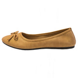 Alpine Swiss Polly Womens Bow Ballet Flats Round Toe Slip On Comfortable Shoes – Tan
