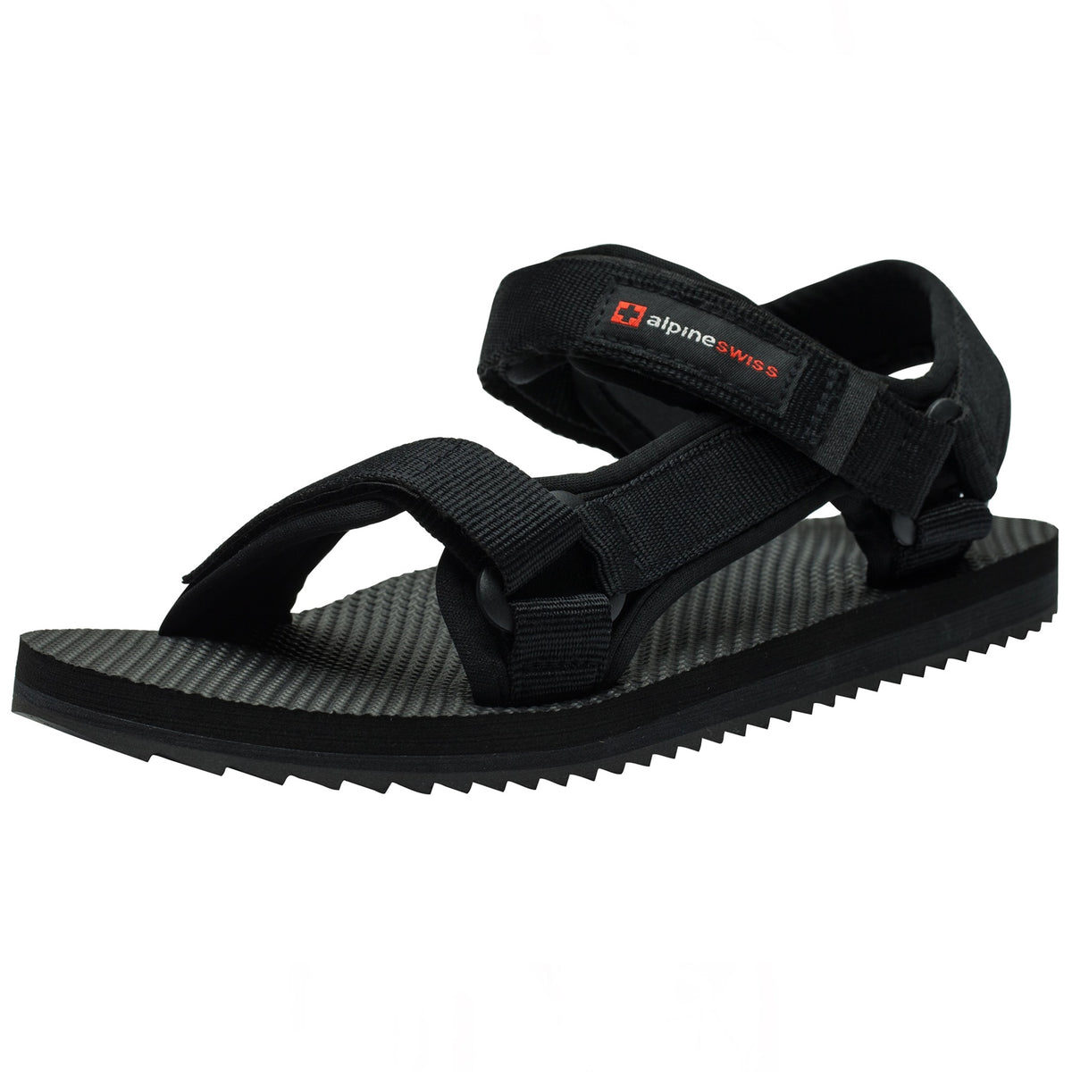 Alpine Swiss Reid Mens Sport Sandals Athletic Open Toe Outdoor Walking Shoe – Black