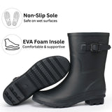 Alpine Swiss Reya Womens Waterproof Rain Boots Mid Calf Tall Rubber Garden Boots – Black Short