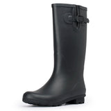 Alpine Swiss Reya Womens Waterproof Rain Boots Mid Calf Tall Rubber Garden Boots – Black Tall