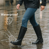 Alpine Swiss Reya Womens Waterproof Rain Boots Mid Calf Tall Rubber Garden Boots – Black Tall