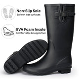 Alpine Swiss Reya Womens Waterproof Rain Boots Mid Calf Tall Rubber Garden Boots – Black Tall
