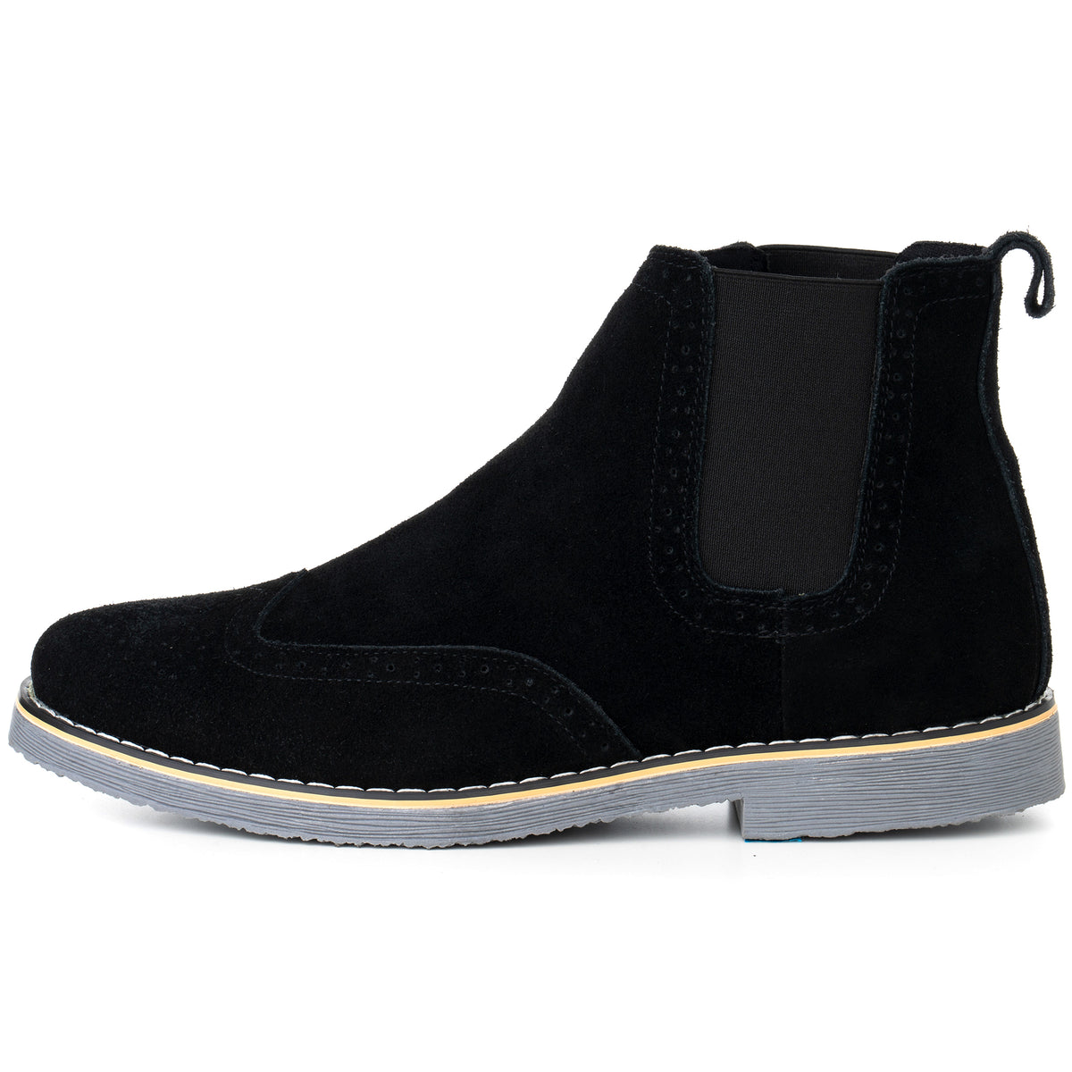 Alpine Swiss Mens Chelsea Boots Genuine Suede Dress Ankle Boots Wingtip Shoes – Black