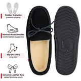 Alpine Swiss Sabine Womens Moccasin Slippers Genuine Suede House Shoe Memory Foam – Black