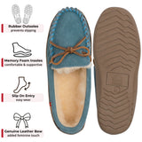 Alpine Swiss Sabine Womens Moccasin Slippers Genuine Suede House Shoe Memory Foam – Blue