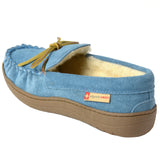 Alpine Swiss Sabine Womens Moccasin Slippers Genuine Suede House Shoe Memory Foam – Blue