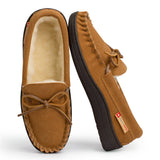 Alpine Swiss Sabine Womens Moccasin Slippers Genuine Suede House Shoe Memory Foam – Chestnut