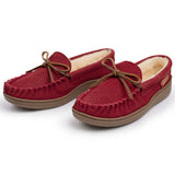 Alpine Swiss Sabine Womens Moccasin Slippers Genuine Suede House Shoe Memory Foam – Red
