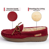 Alpine Swiss Sabine Womens Moccasin Slippers Genuine Suede House Shoe Memory Foam – Red