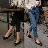 Alpine Swiss Sarah Womens Leather Ballet Flats Round Toe Slip On Comfort Shoes – Black Leather