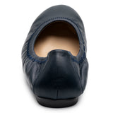 Alpine Swiss Sarah Womens Leather Ballet Flats Round Toe Slip On Comfort Shoes – Navy Leather