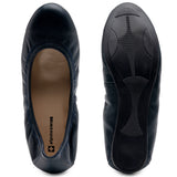 Alpine Swiss Sarah Womens Leather Ballet Flats Round Toe Slip On Comfort Shoes – Navy Leather