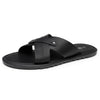 Alpine Swiss Saul Mens Vegan Leather Slide Sandals Dressy Indoor Outdoor Shoes – Black
