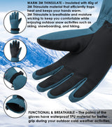 Alpine Swiss Mens Waterproof Gauntlet Ski Gloves Winter Sport Snow Board Windproof – Blue