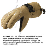 Alpine Swiss Mens Waterproof Gauntlet Ski Gloves Winter Sport Snow Board Windproof – Tan