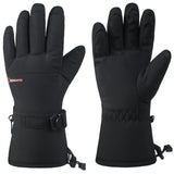 Alpine Swiss Mens Waterproof Gauntlet Ski Gloves Winter Sport Snow Board Windproof – Black
