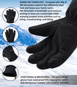 Alpine Swiss Mens Waterproof Gauntlet Ski Gloves Winter Sport Snow Board Windproof – Black