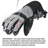 Alpine Swiss Mens Waterproof Gauntlet Ski Gloves Winter Sport Snow Board Windproof – Gray