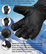 Alpine Swiss Mens Waterproof Snow Gloves Zipper Pockets Winter Sport Mittens – Black Glove