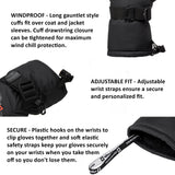 Alpine Swiss Mens Waterproof Snow Gloves Zipper Pockets Winter Sport Mittens – Black Glove