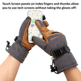 Alpine Swiss Mens Waterproof Snow Gloves Zipper Pockets Winter Sport Mittens – Tan Glove
