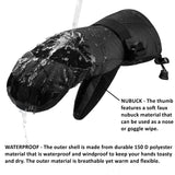 Alpine Swiss Mens Waterproof Ski Mittens 3M Thinsulate Winter Snow Sport Gloves – Black