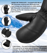 Alpine Swiss Mens Waterproof Ski Mittens 3M Thinsulate Winter Snow Sport Gloves – Black
