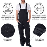Alpine Swiss Mens Insulated Snow Bib Overalls Waterproof Ski Snowboard Pants – Black