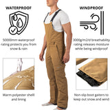 Alpine Swiss Mens Insulated Snow Bib Overalls Waterproof Ski Snowboard Pants – Tan