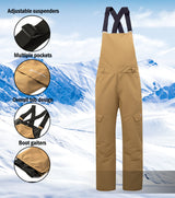 Alpine Swiss Mens Insulated Snow Bib Overalls Waterproof Ski Snowboard Pants – Tan
