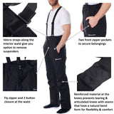 Alpine Swiss Mens Waterproof Snowboard Ski Snow Pants with Removeable Suspenders – Black