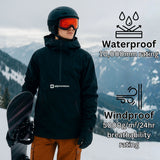 Alpine Swiss Men Anorak Snowboard Jacket Waterproof Windproof Winter Sport Shell – Black