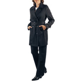 Alpine Swiss Siena Women Rain Jacket Waterproof Trench Coat Lightweight Raincoat – Black