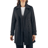 Alpine Swiss Siena Women Rain Jacket Waterproof Trench Coat Lightweight Raincoat – Black