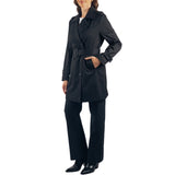 Alpine Swiss Siena Women Rain Jacket Waterproof Trench Coat Lightweight Raincoat – Black