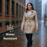 Alpine Swiss Siena Women Rain Jacket Waterproof Trench Coat Lightweight Raincoat – Khaki