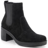 Alpine Swiss Womens Suede Chelsea Boots Made in Italy Block Heel Ankle Booties – Black