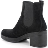 Alpine Swiss Womens Suede Chelsea Boots Made in Italy Block Heel Ankle Booties – Black