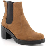 Alpine Swiss Womens Suede Chelsea Boots Made in Italy Block Heel Ankle Booties – Cognac