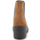 Alpine Swiss Womens Suede Chelsea Boots Made in Italy Block Heel Ankle Booties – Cognac