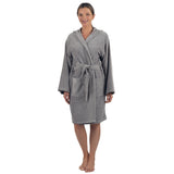 Alpine Swiss Stacy Women Hooded Bathrobe Cotton Terry Cloth Robe for Women Super – Gray