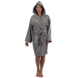 Alpine Swiss Stacy Women Hooded Bathrobe Cotton Terry Cloth Robe for Women Super – Gray